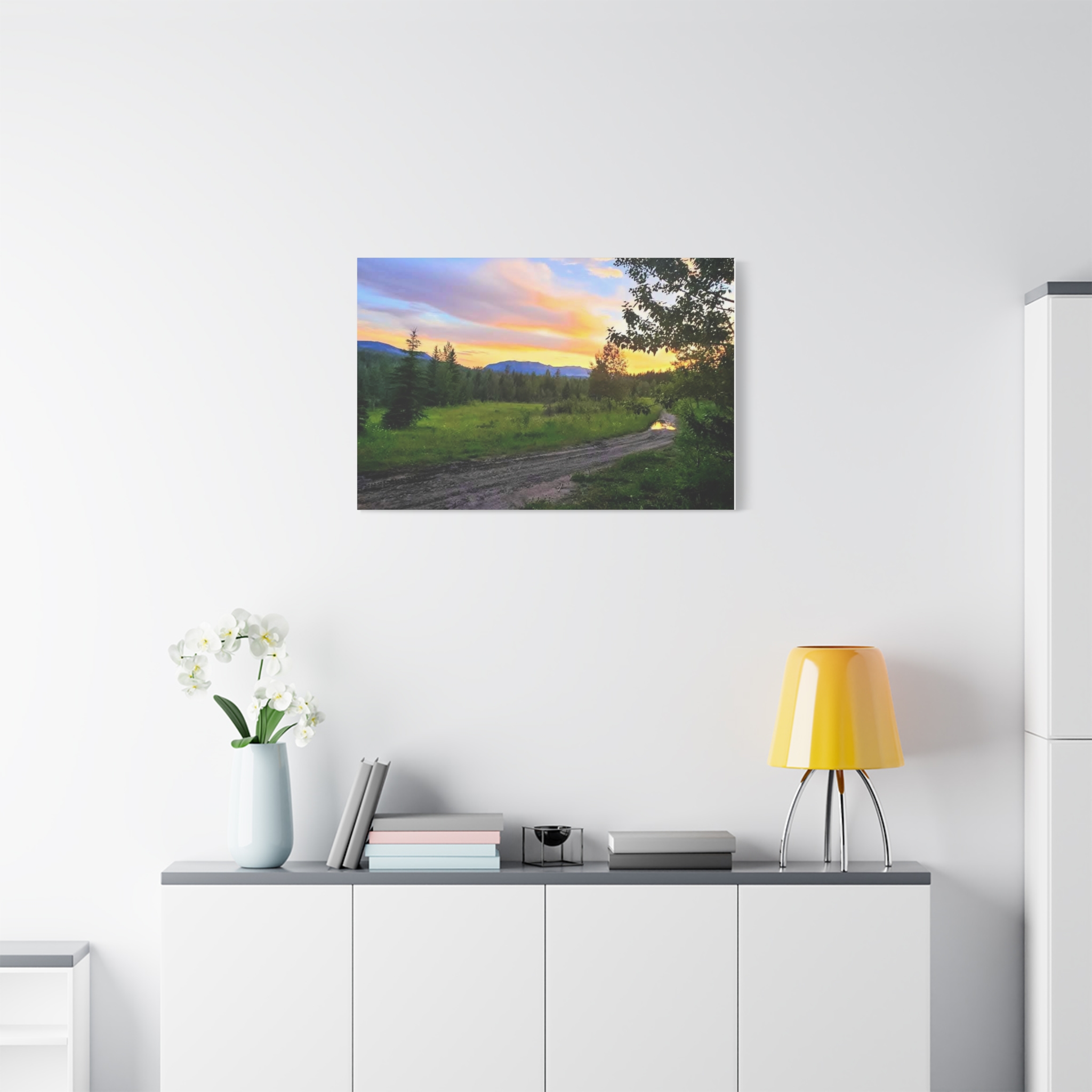 Sunset Forest Path In Alberta. Canvas Wall Art — Stretched 1.25" - Image 3