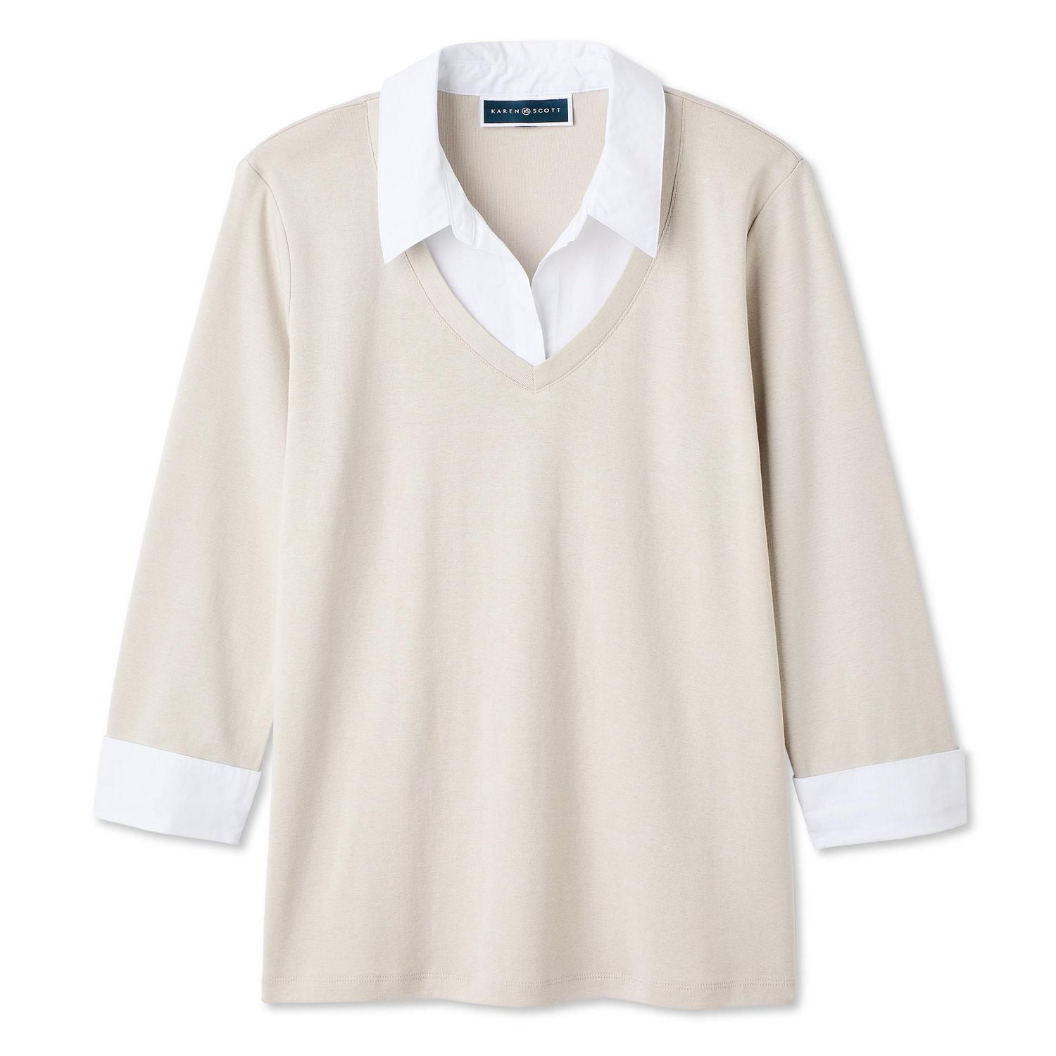 Karen Scott Collared V-Neck Top - Image 2