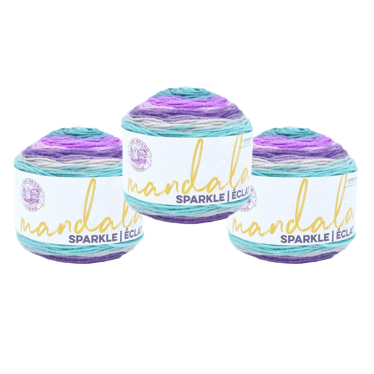 Lion Brand Mandala® Sparkle Yarn #3 Light/DK Yarn 100g/300m 3-Pack - Image 2