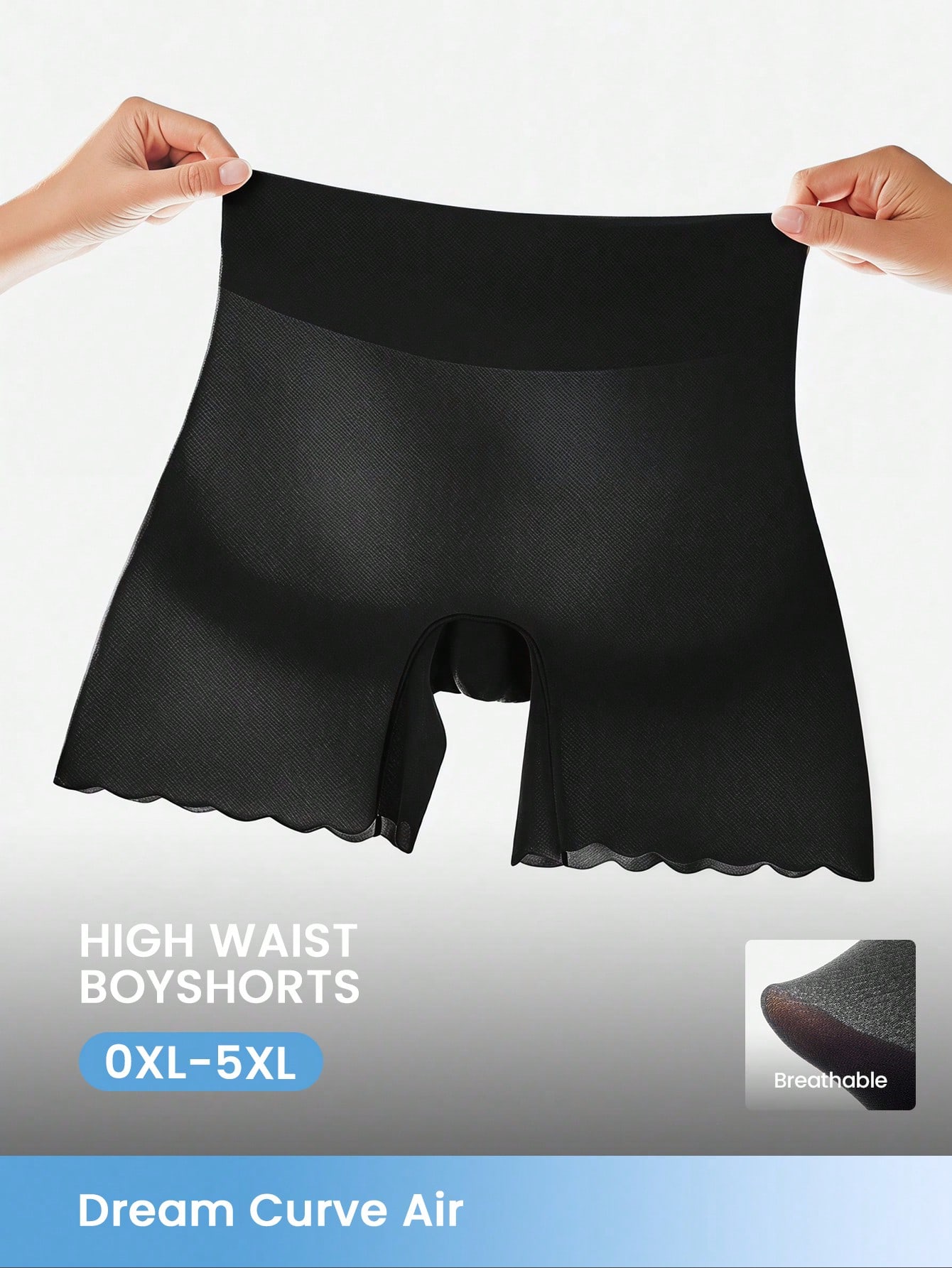 LUVLETTE Plus 1-Pack High-Waist Boyshorts Waist Tummy Control Shapewear Shorts Airy Underwear Women-Black - Image 2