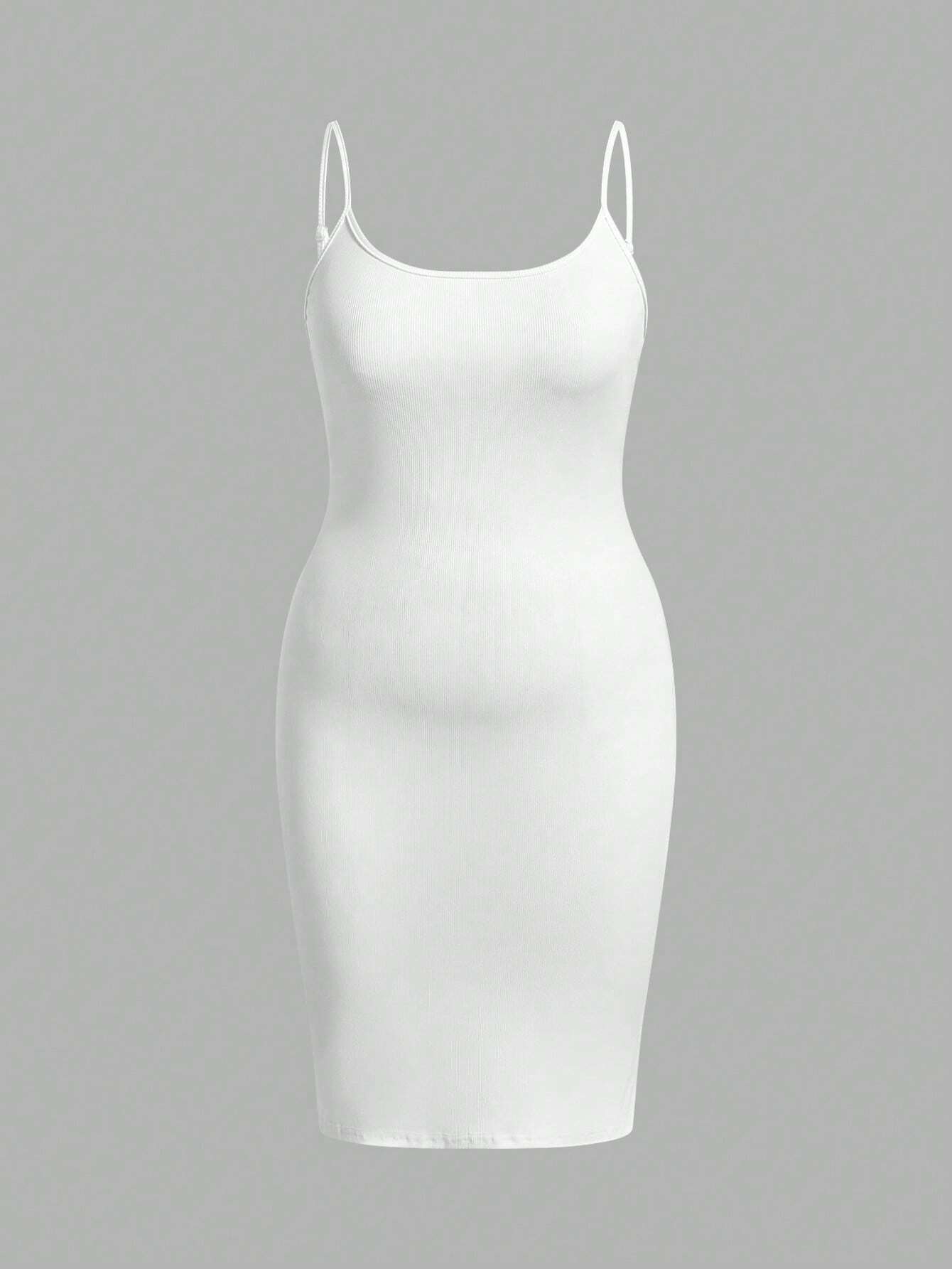 Sweetra White Sleeveless Bodycon Plus Size Casual Dress
