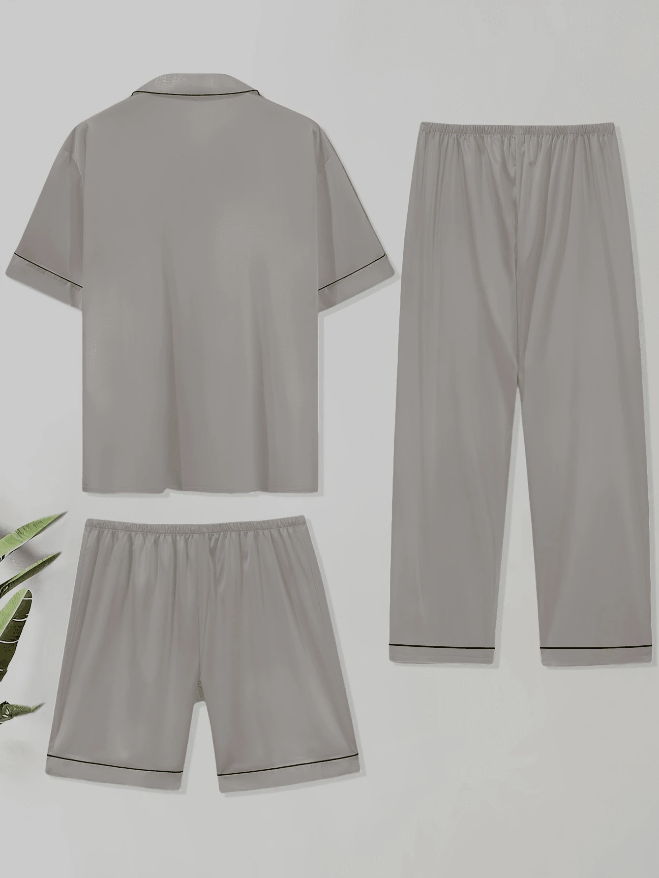 3pcs Men's Fashion Casual Short Sleeve Shorts And Pants Pajama Set