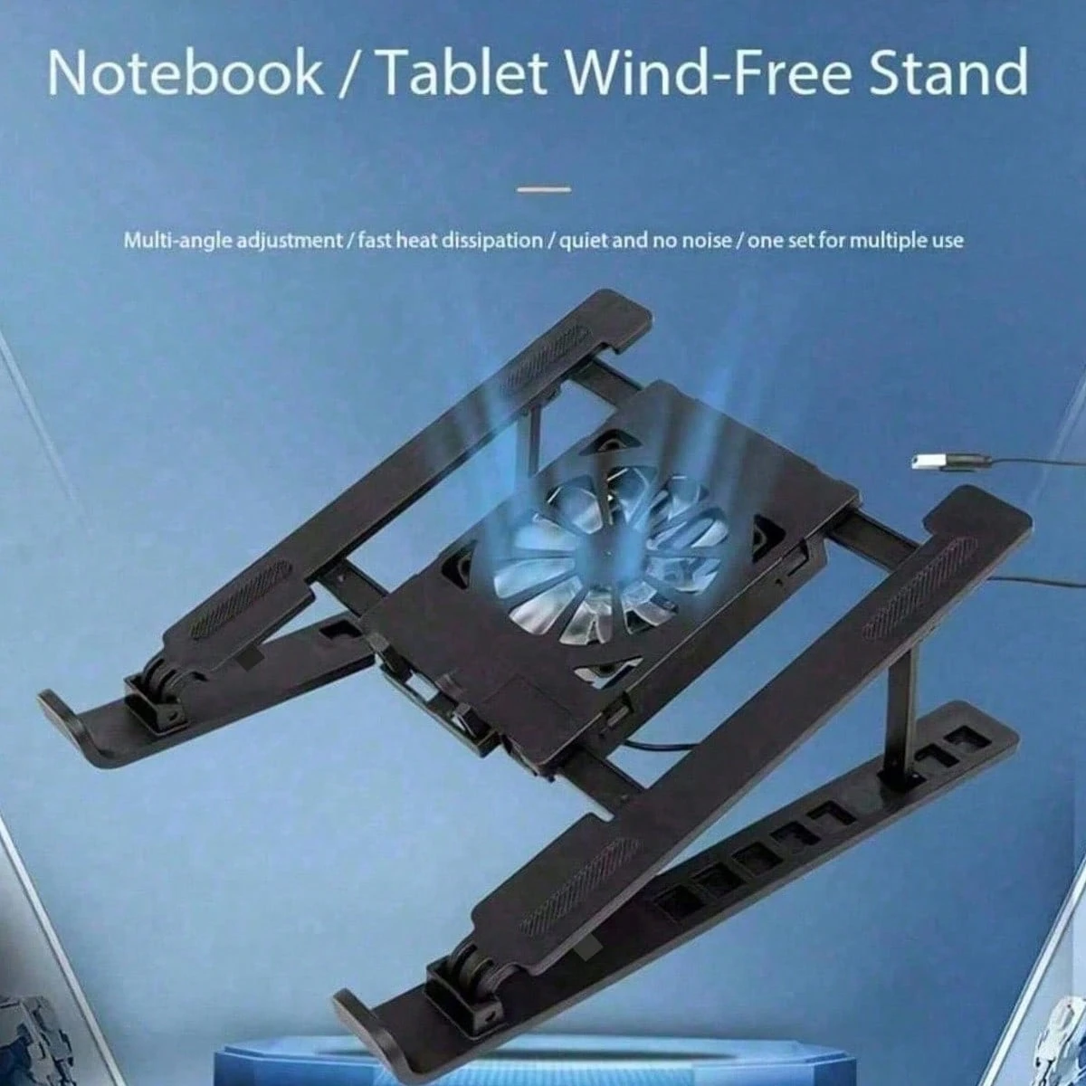 Adjustable Laptop Cooling Stand With USB Powered Cooling Fan, Foldable Portable PC Holder, Multi-Angle Height Adjustable, Durable Plastic Laptop Riser For Gaming & Office Work, Computer Accessory