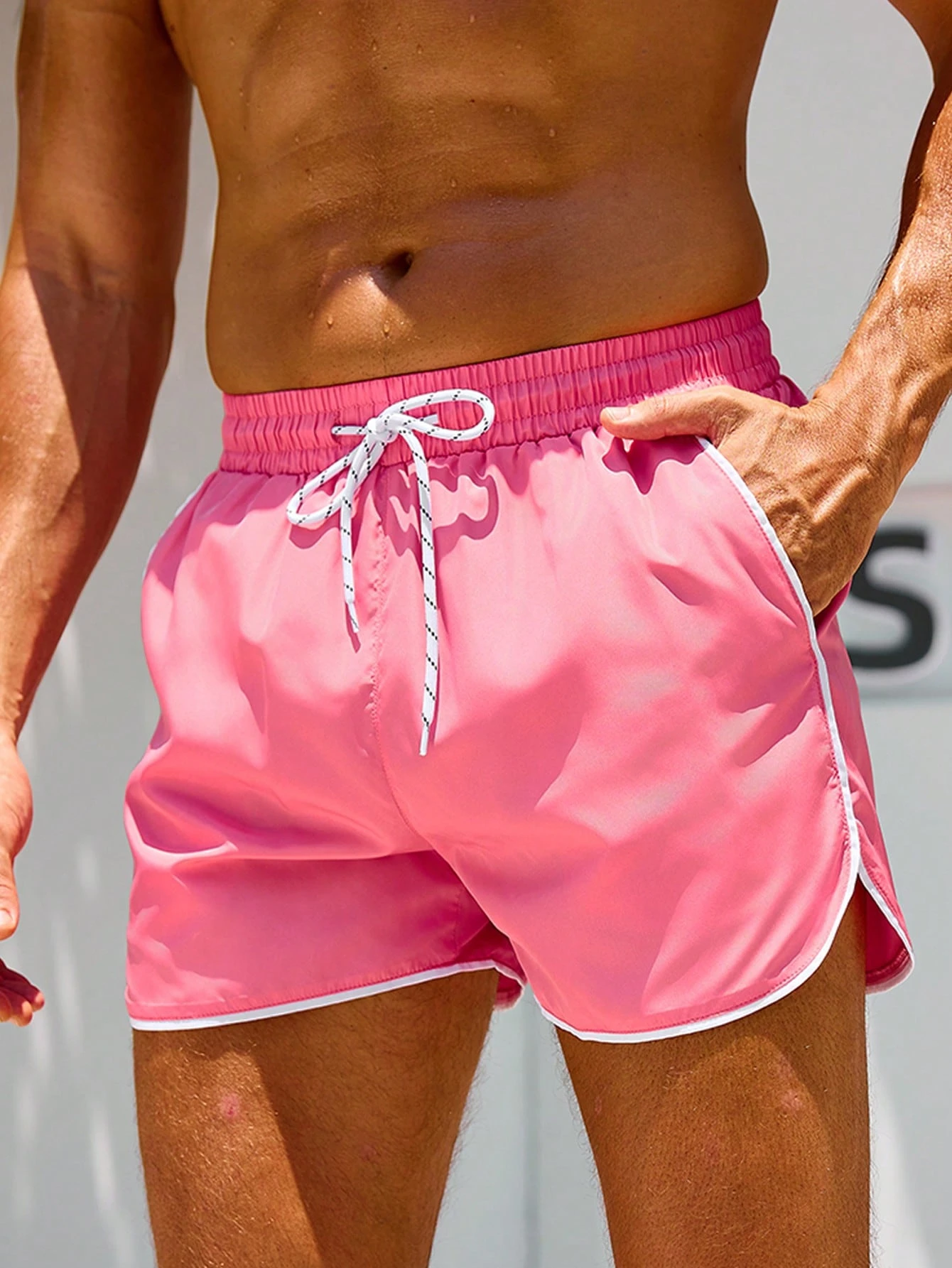 Manfinity KASUA Men's Drawstring Waist Pocket Casual Beach Shorts, Holiday