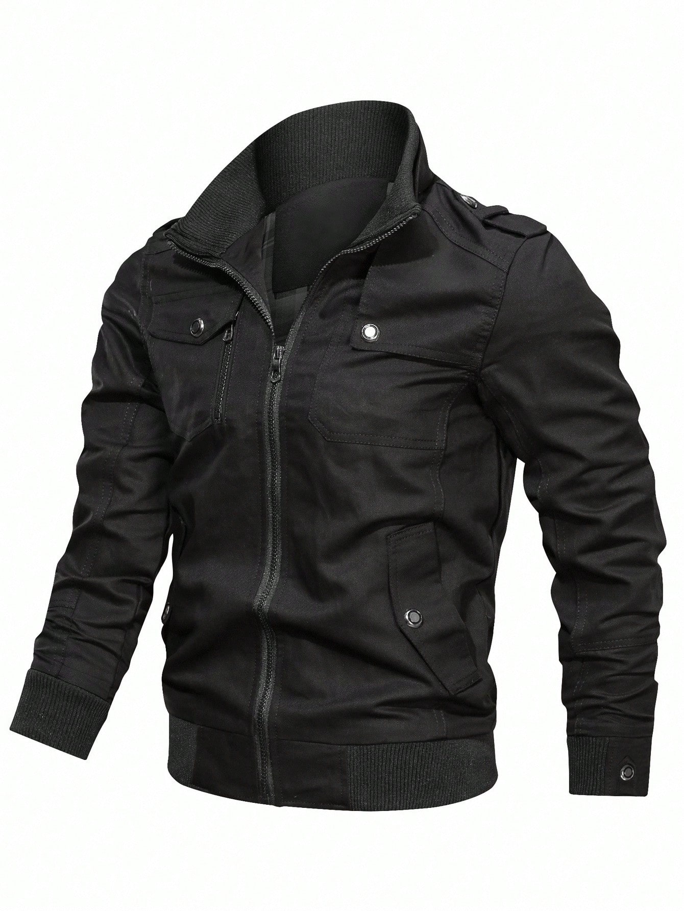 Manfinity Homme Men Long Sleeve Flap Pocket Zip Up Jacket, For Fall - Image 2