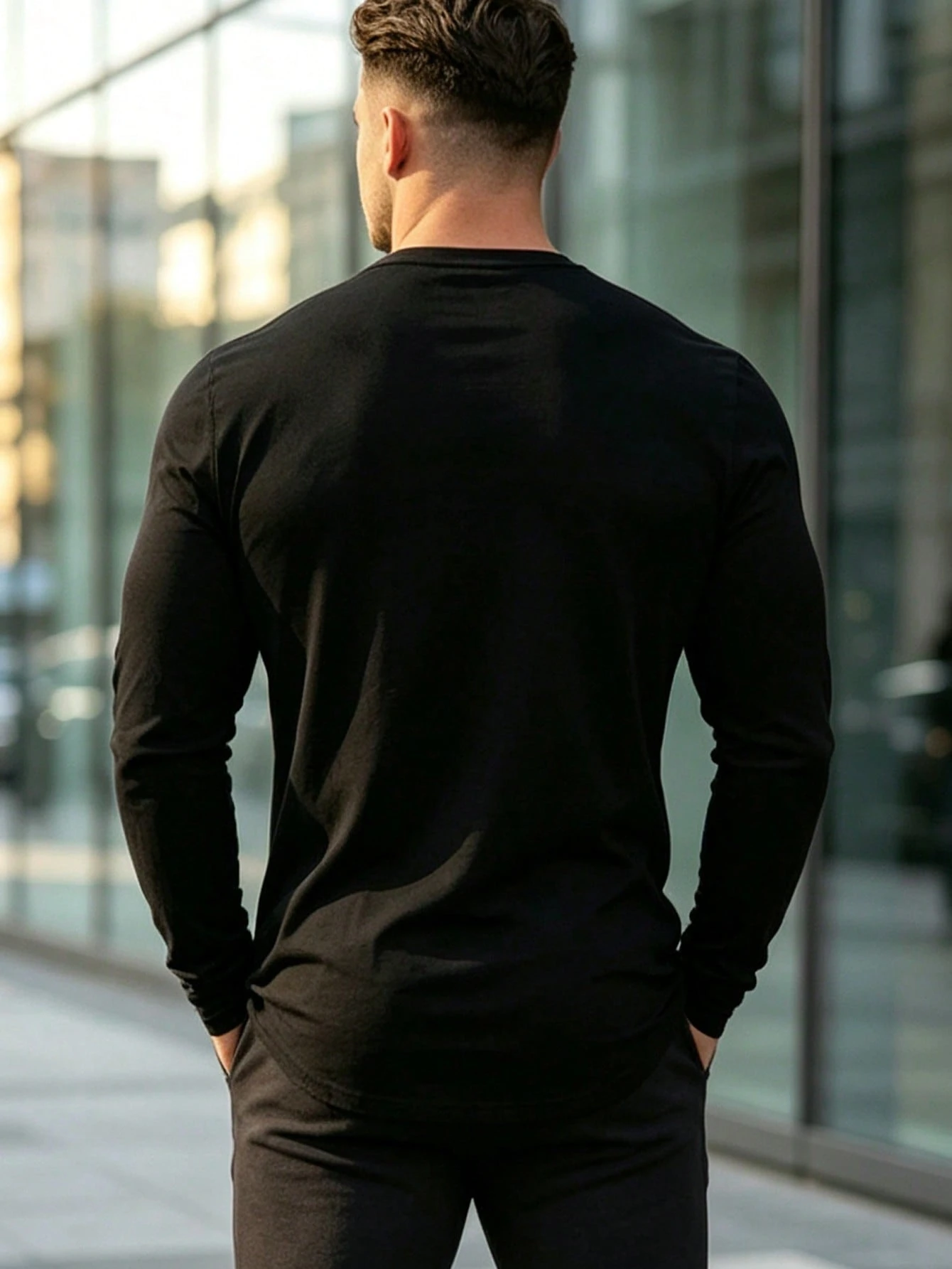 3pcs Solid Color Men's Long Sleeve Sports T-Shirt, Running Fitness Casual Athletic Long Sleeve Crew Neck Men's Base Layer Top, Spring Autumn