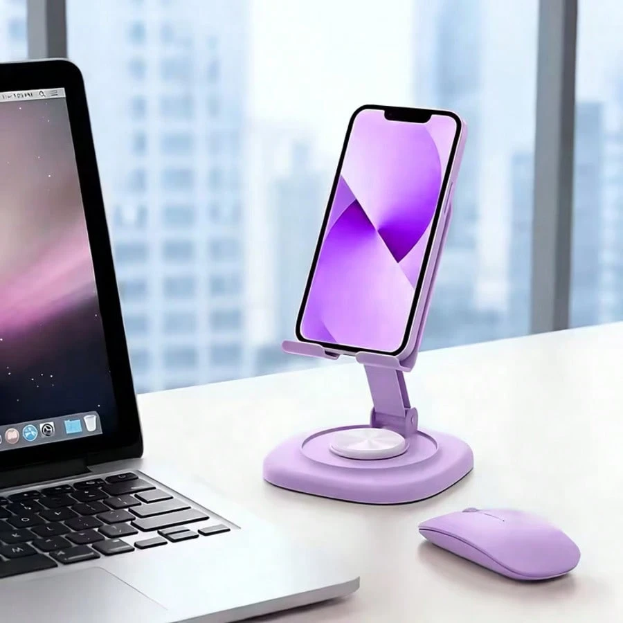 1pc Adjustable Metal Desktop Phone Stand, 360° Rotating Foldable Tablet Holder, Universal Desktop Stand Compatible With Smartphones And Tablets - Color 1