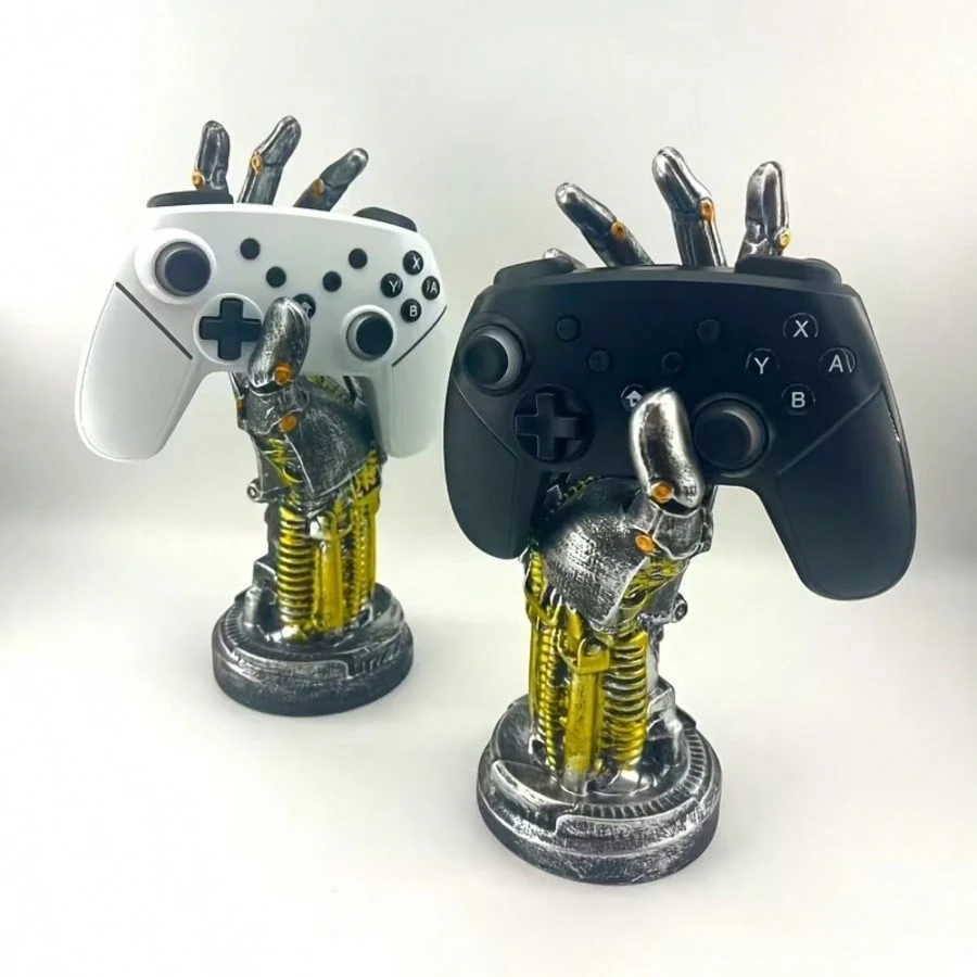 Premium Cyberpunk Mechanical Hand Controller Stand, Gaming Desk Organizer And Display Rack, Suitable For Game Controllers, Headphones And Desktop Decoration - Multicolor