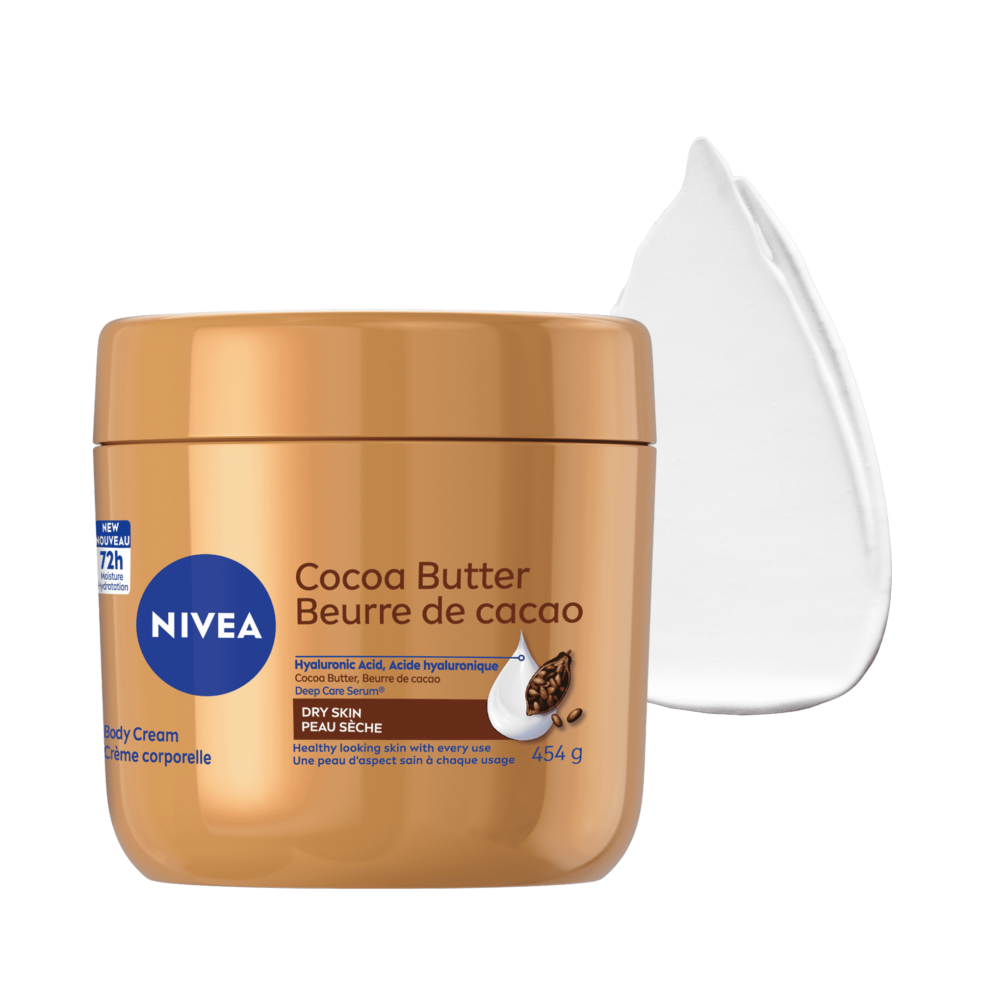 NIVEA Cocoa Butter Moisturizing Body Cream with Hyaluronic Acid and Deep Care Serum, 454 g