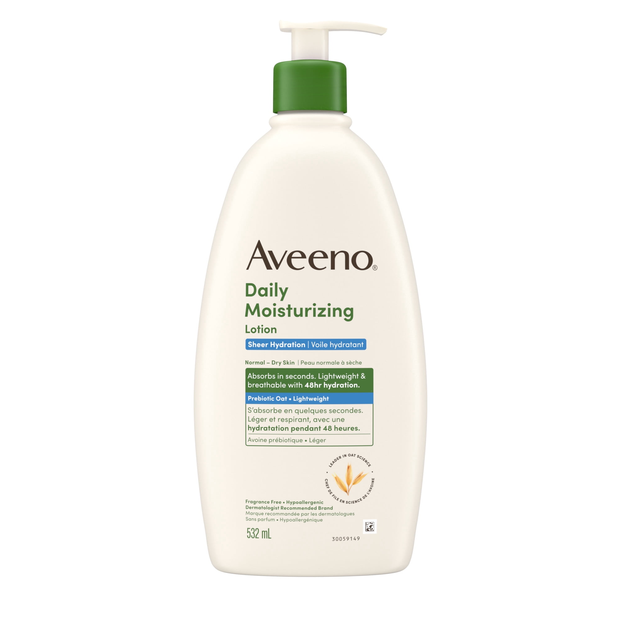 Aveeno Daily Moisturizing Lotion Sheer Hydration, Dry Skin Care, Emollient Cream, Oat, Fragrance Free