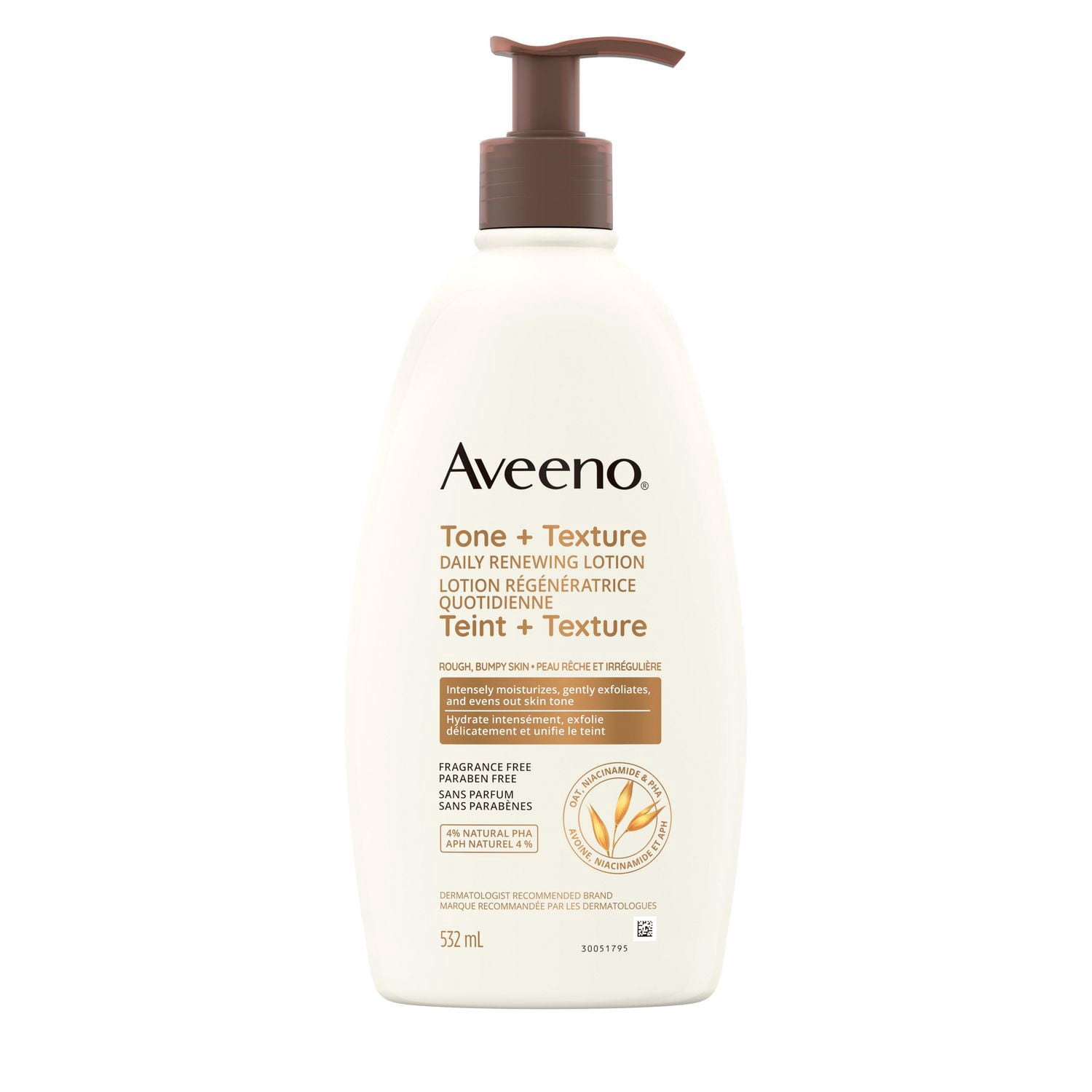 Aveeno Tone and Texture Daily Renewing Lotion, Fragrance-Free, Dry Skin & Keratosis Pilaris, Oat Extract, Vitamin B3