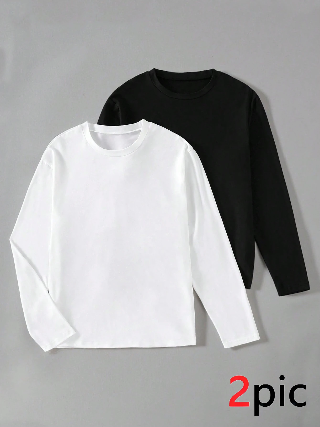 Coolqubz Boys' Casual Streetwear Baggy Simple Long Sleeve T-Shirt Autumn Fall Sixth Form Beach White Black