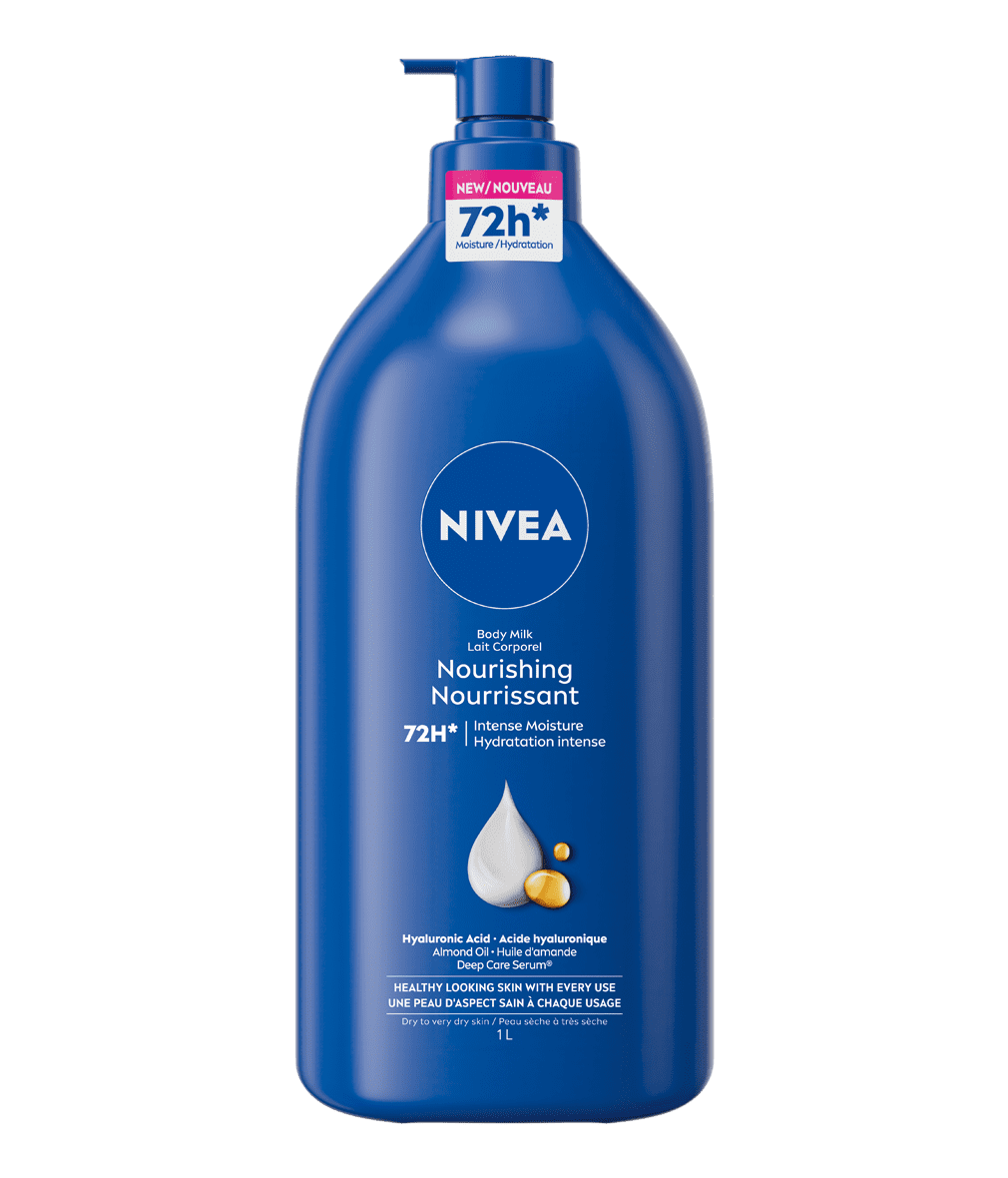 NIVEA Nourishing 72-Hr Hydrating Body Lotion, Body Milk with Hyaluronic Acid, 1 L